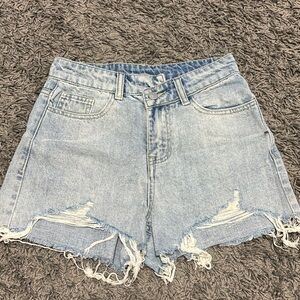 High Rise Blue Denim Women's Shorts